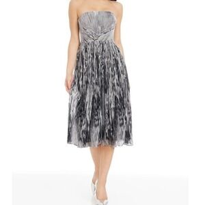 Dress‎ The Population Metallic Strapless Cocktail Party Dress XS Shimmer Midi
